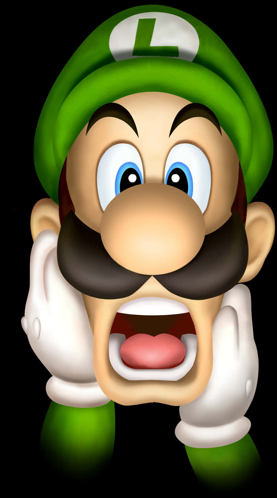 Surprised Luigi Portrait PNG