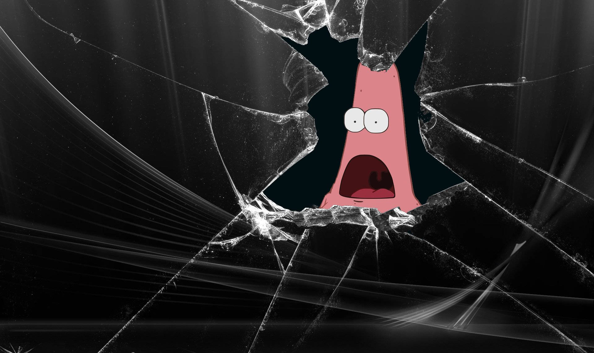 Shocked Patrick Cracked Screen Wallpaper