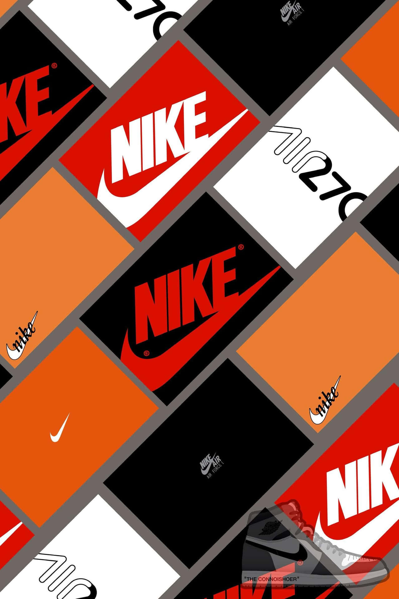 Nike-logoer vises på en sort baggrund. Wallpaper