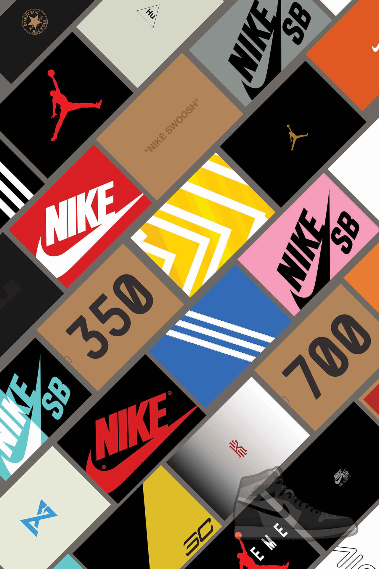 Nike Logos In Different Colors And Sizes Wallpaper