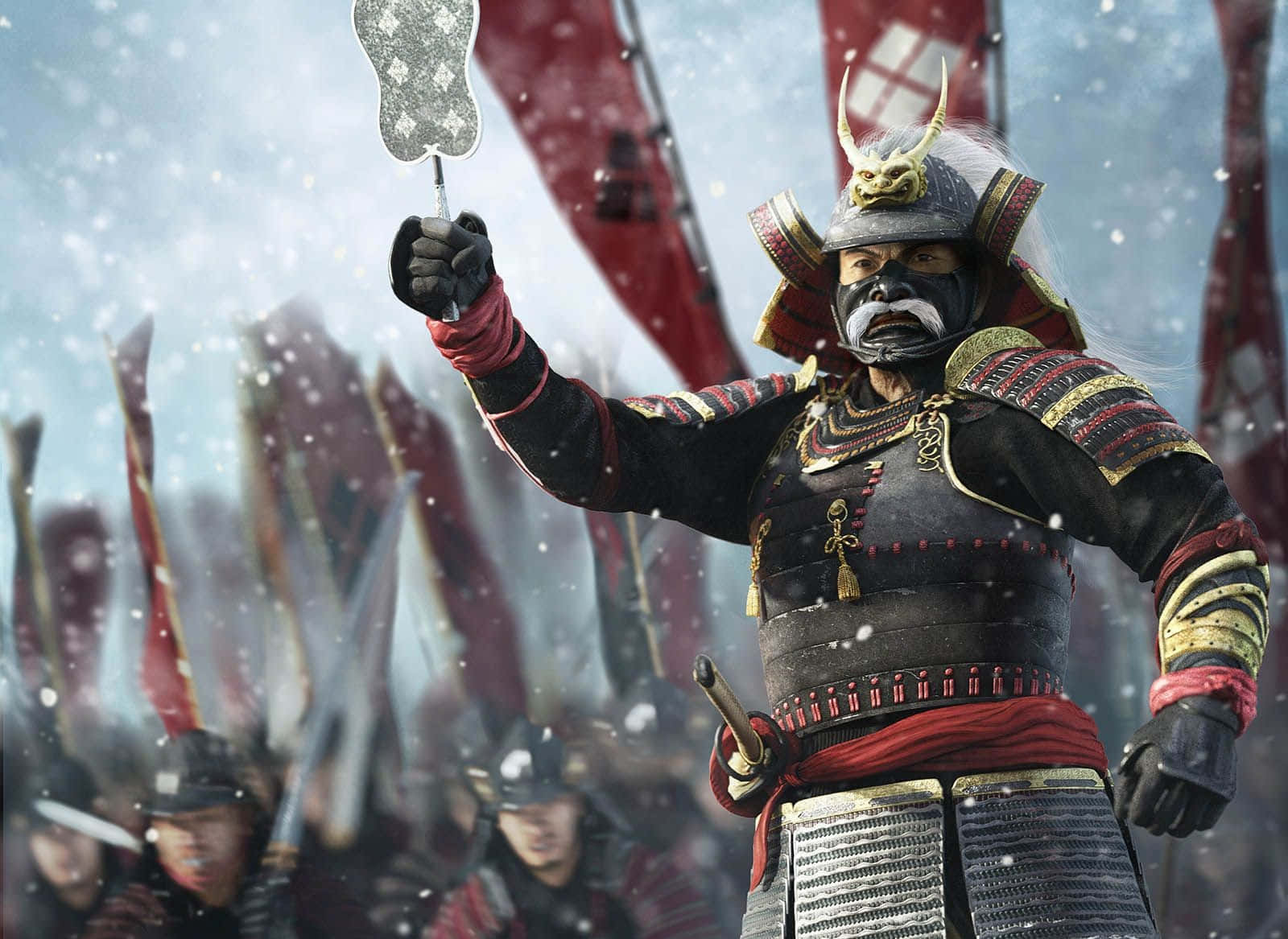 Powerful Shogun in Traditional Armor Wallpaper
