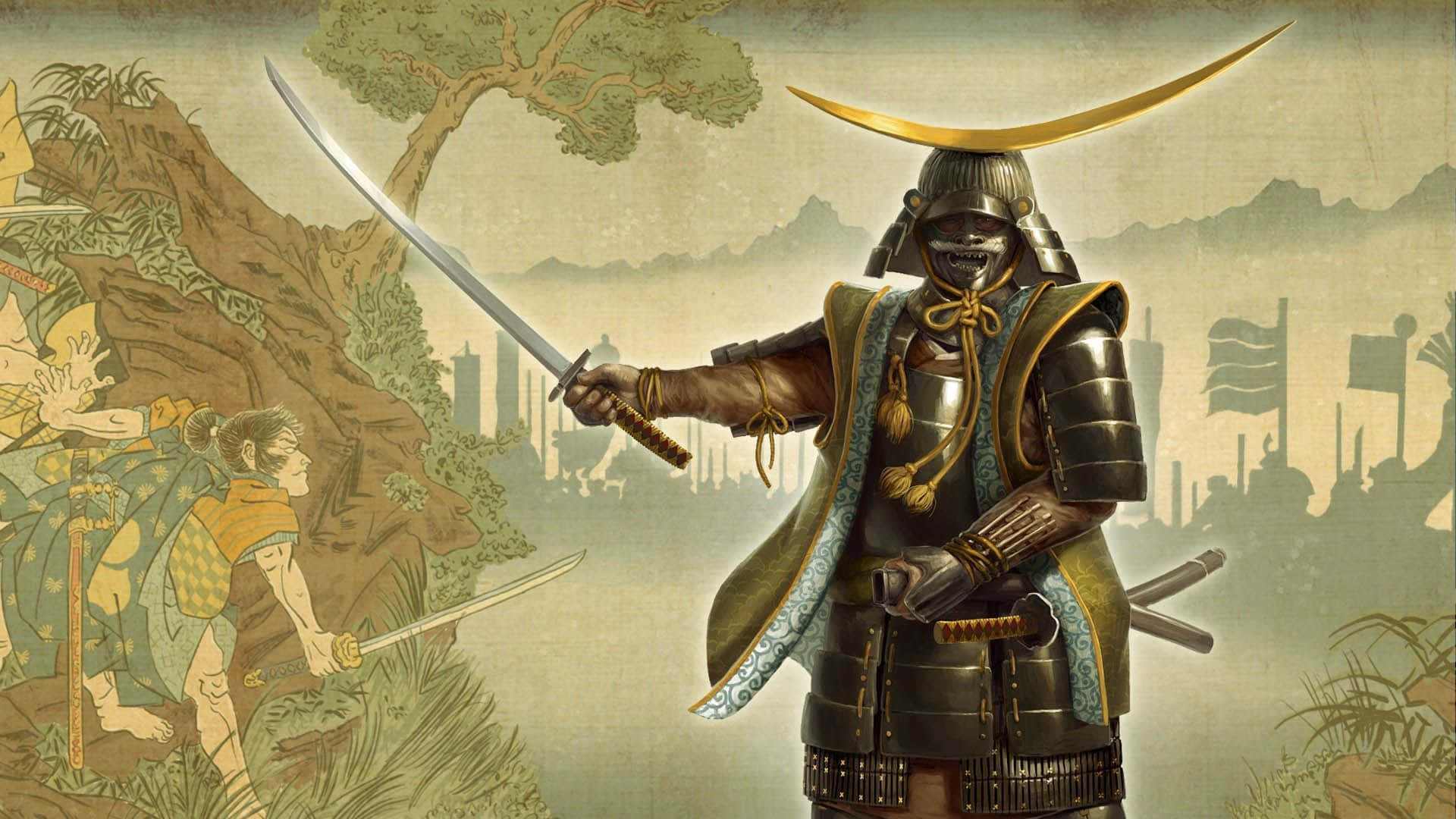 Powerful Samurai Warrior in Battle Wallpaper