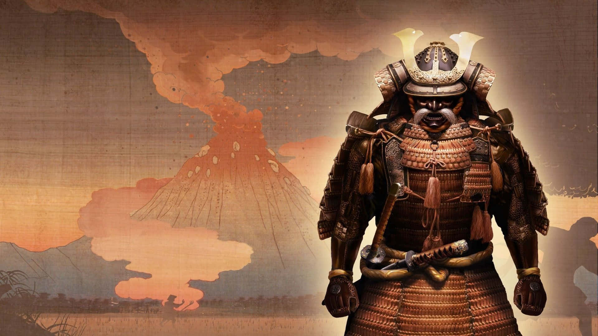 Ancient Shogun Warrior in Battle Wallpaper