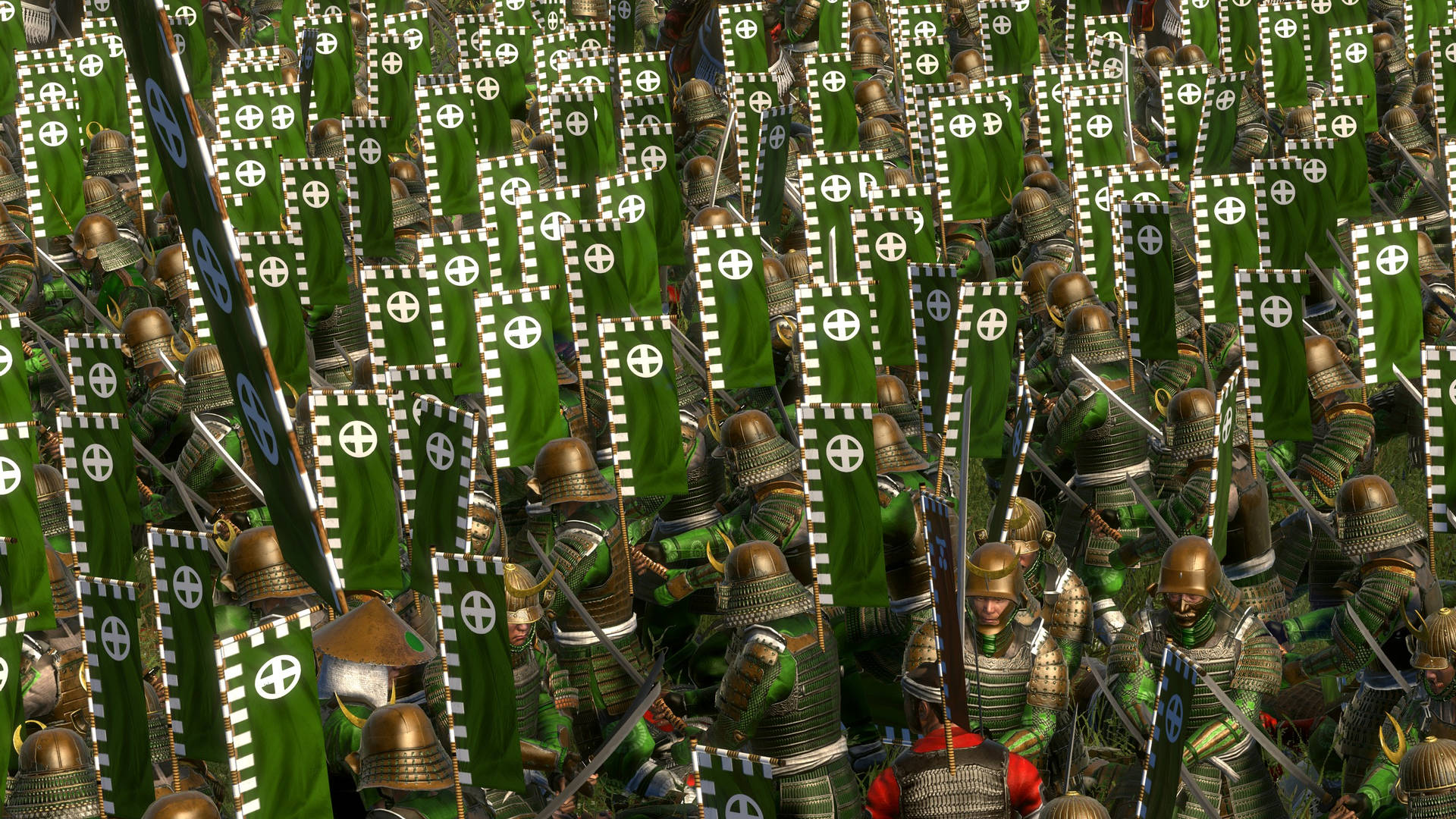 Shogun2 Total War Banderas Verdes. Fondo de pantalla