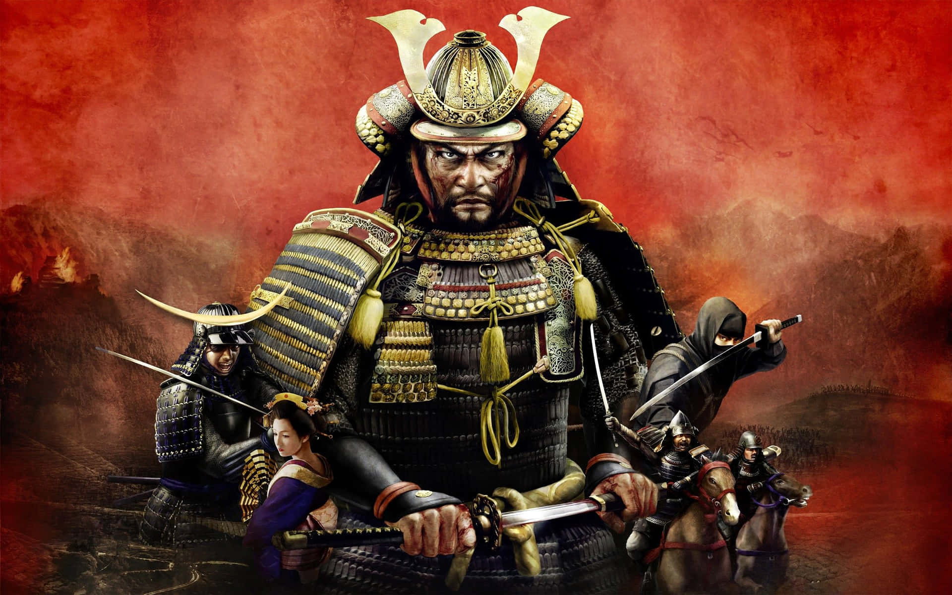 Ancient Shogun Warrior in Battle Wallpaper