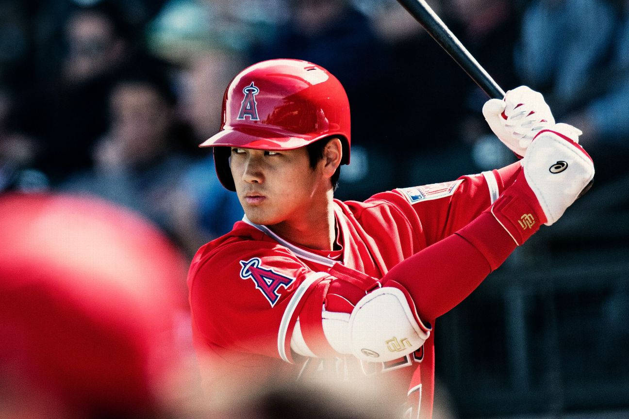 Download Shohei Ohtani Batting In Action Wallpaper