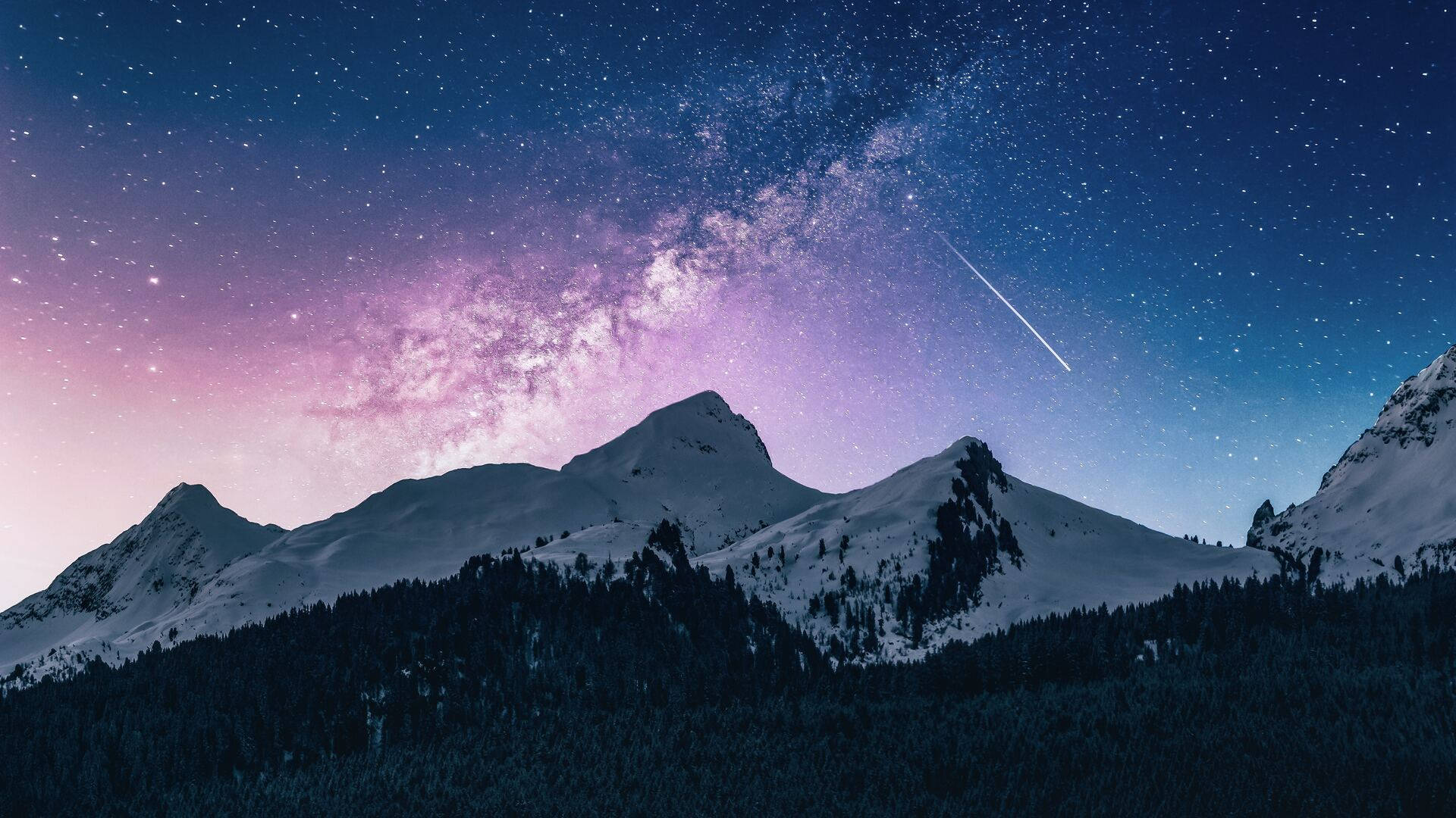 Shooting Star Over Mountain Aesthetic Landscape