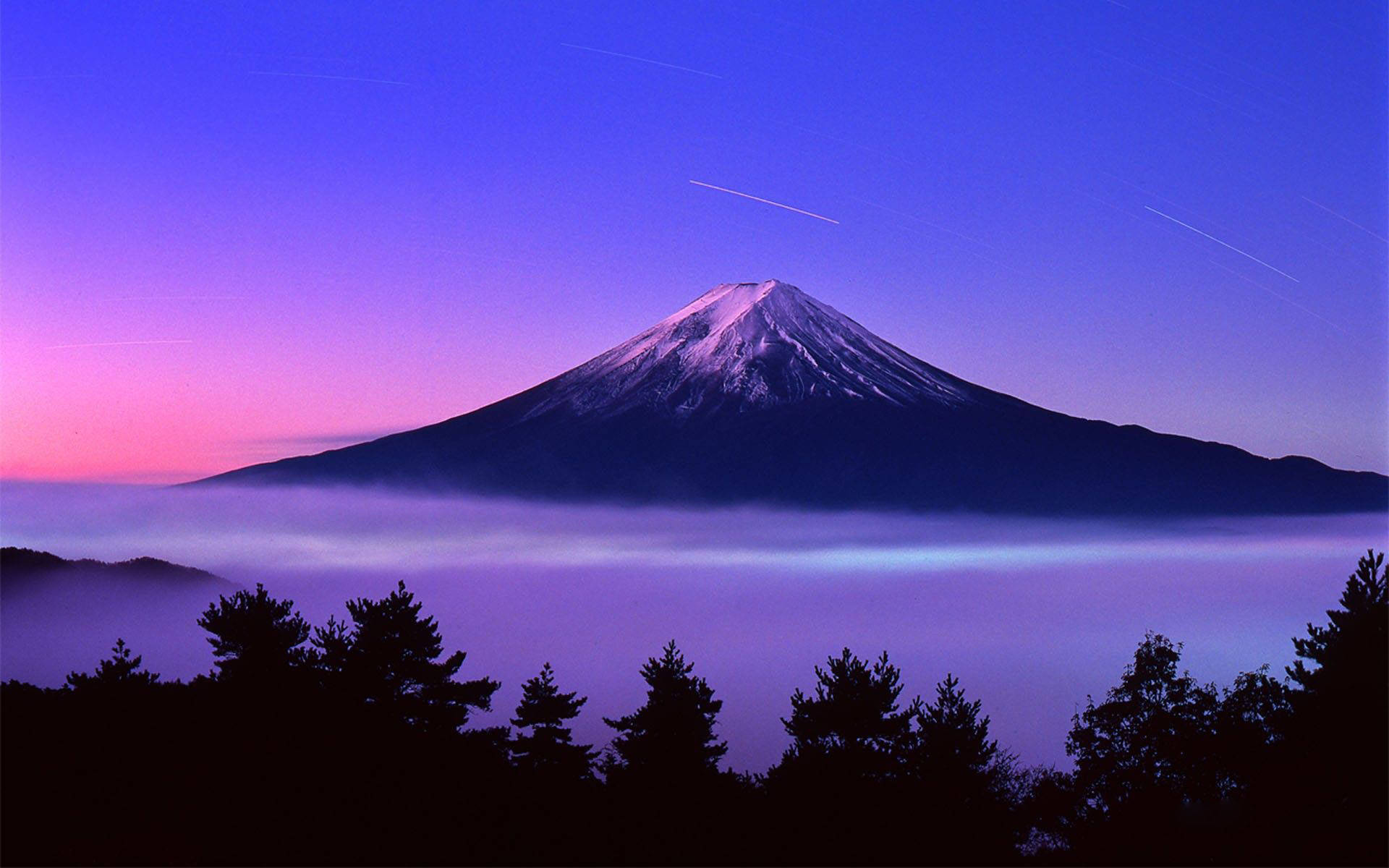 Stjärnfallöver Mount Fuji. Wallpaper
