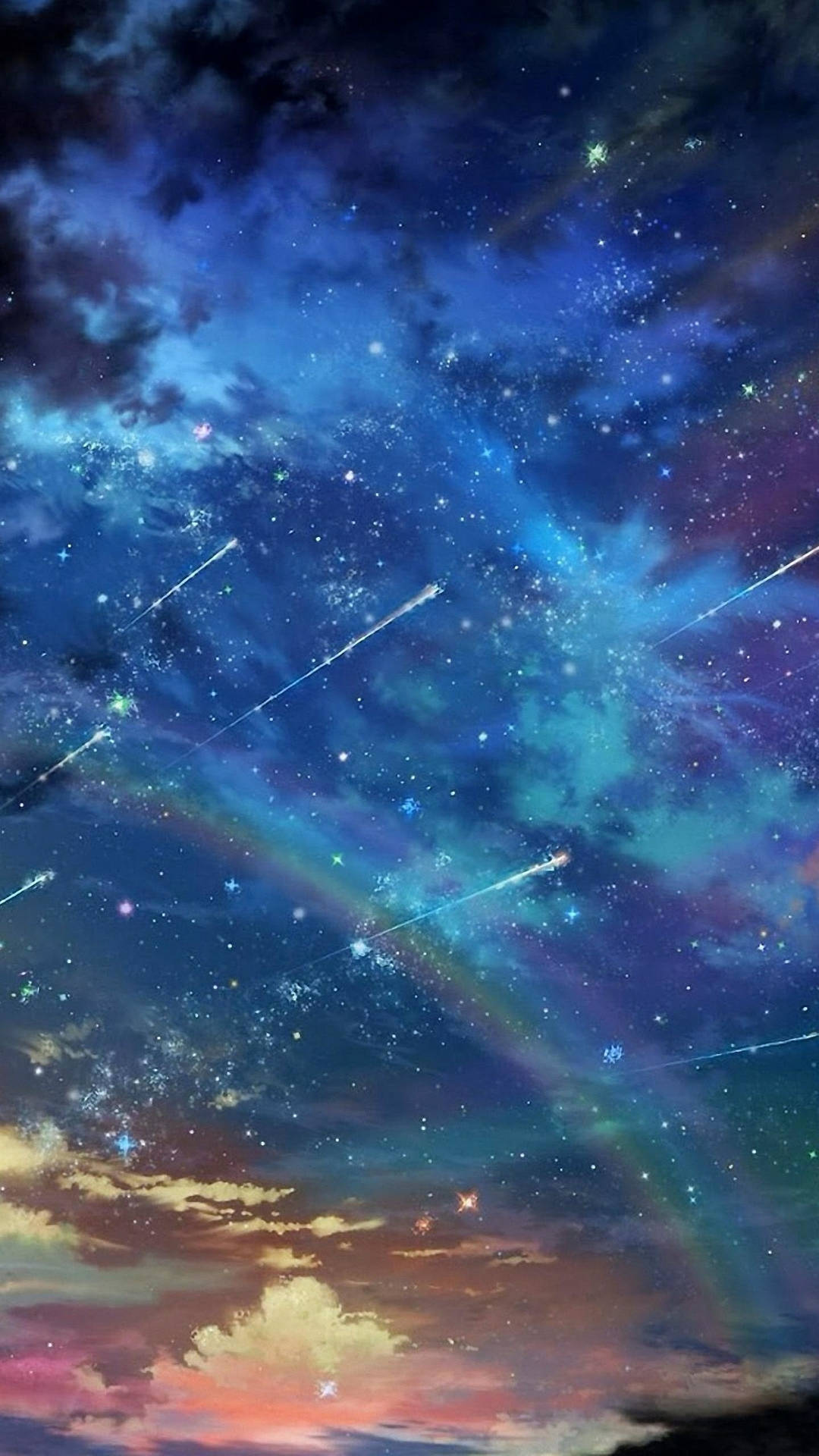Shooting Stars In Rainbow Galaxy Wallpaper