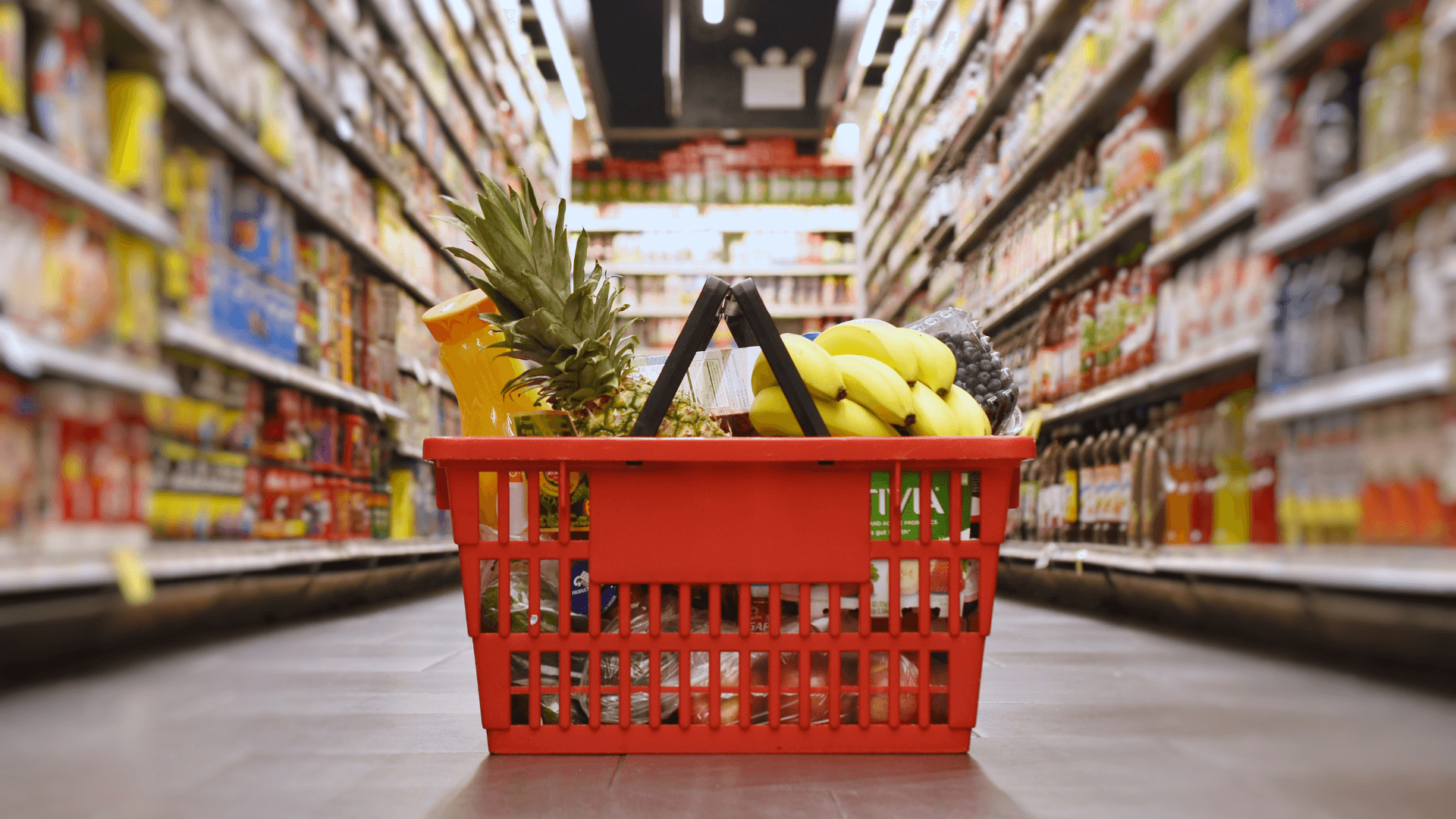 A Shopping Basket Filled With Fruit