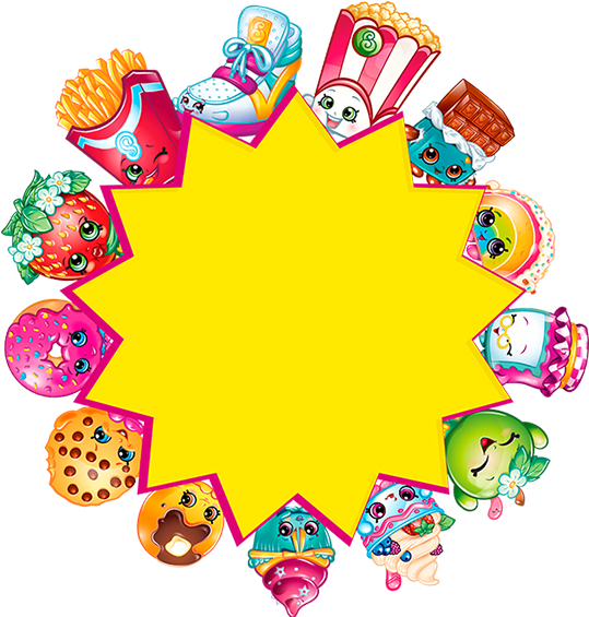 Shopkins Characters Around Star Frame PNG