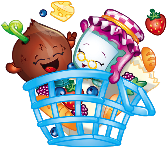 Shopkins Charactersin Shopping Basket PNG