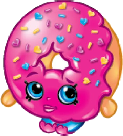 Shopkins Pink Glazed Donut Character PNG