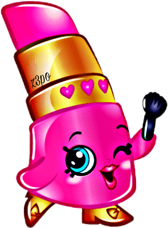 Shopkins Pink Lipstick Character PNG