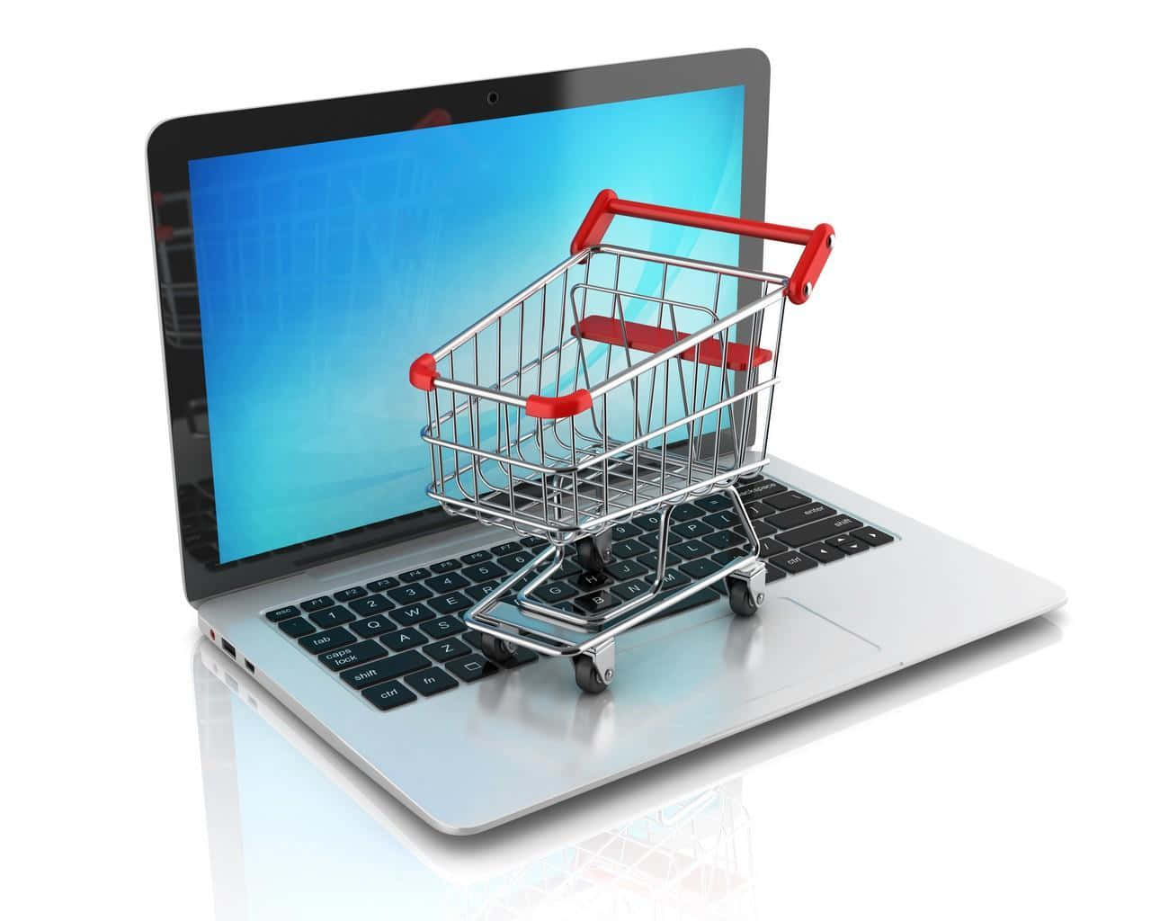 A Shopping Cart On A Laptop Screen