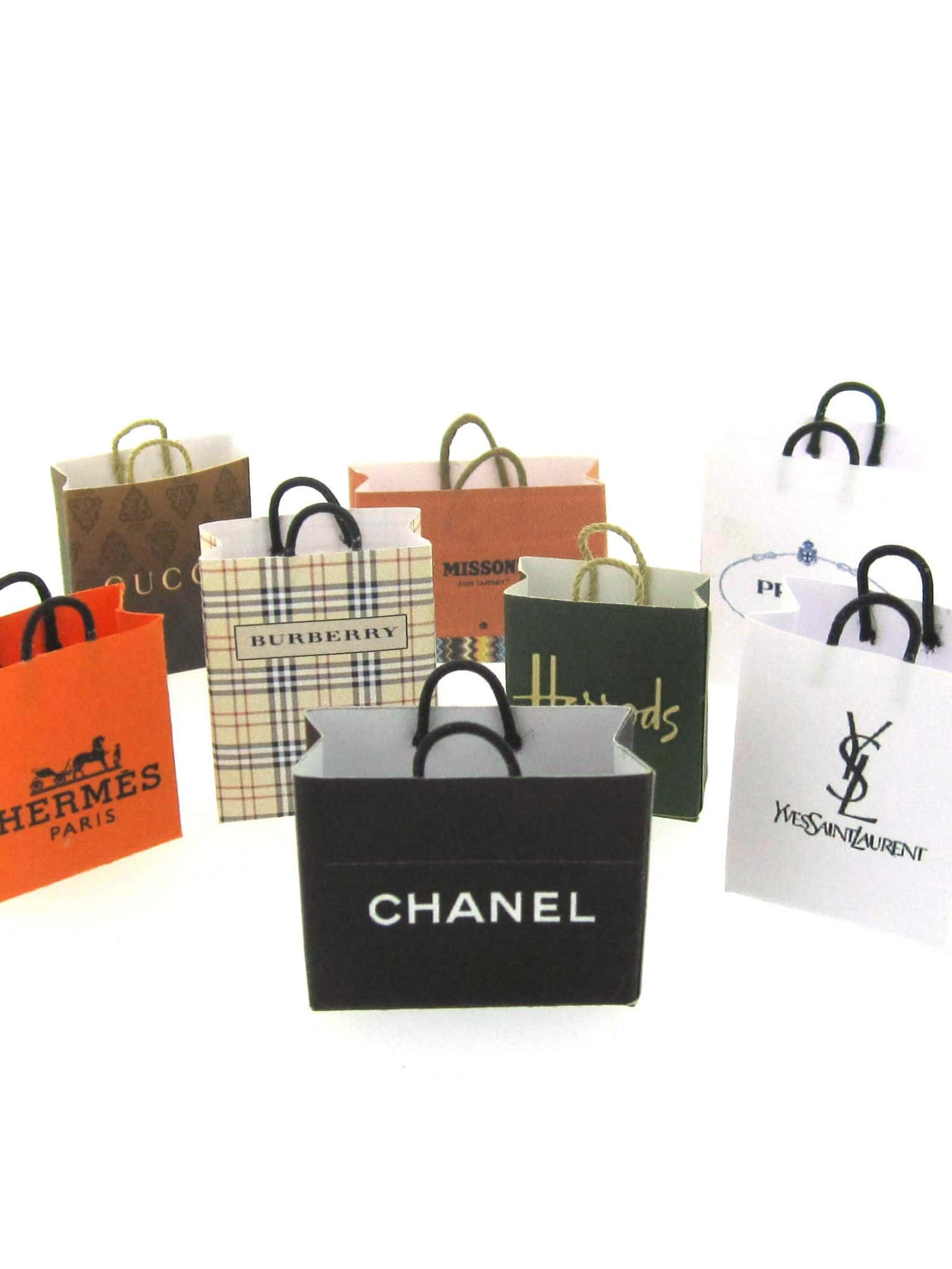 Einegruppe Von Einkaufstaschen Mit Verschiedenen Logos