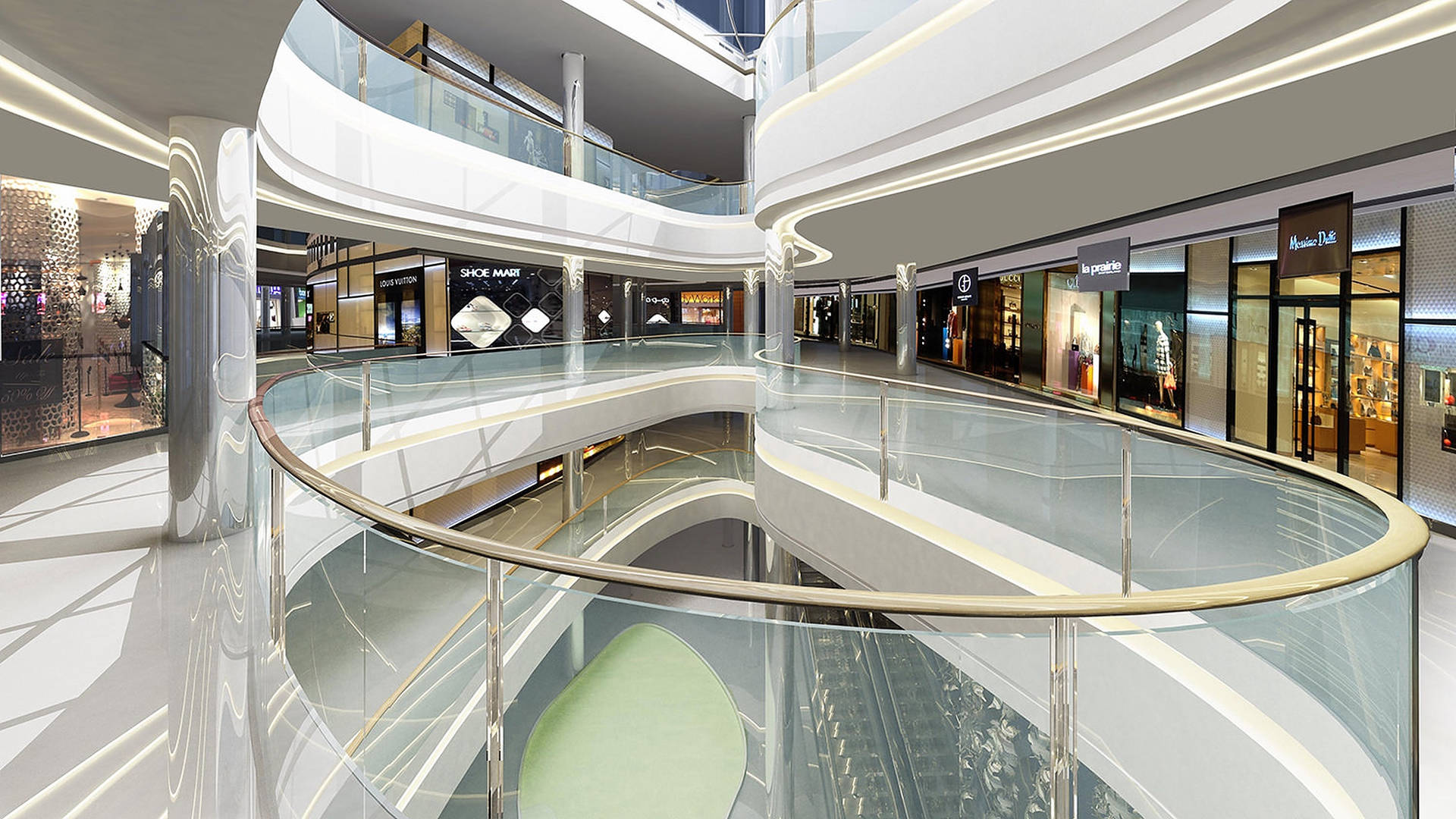 Shopping Mall Glass Balcony Wallpaper
