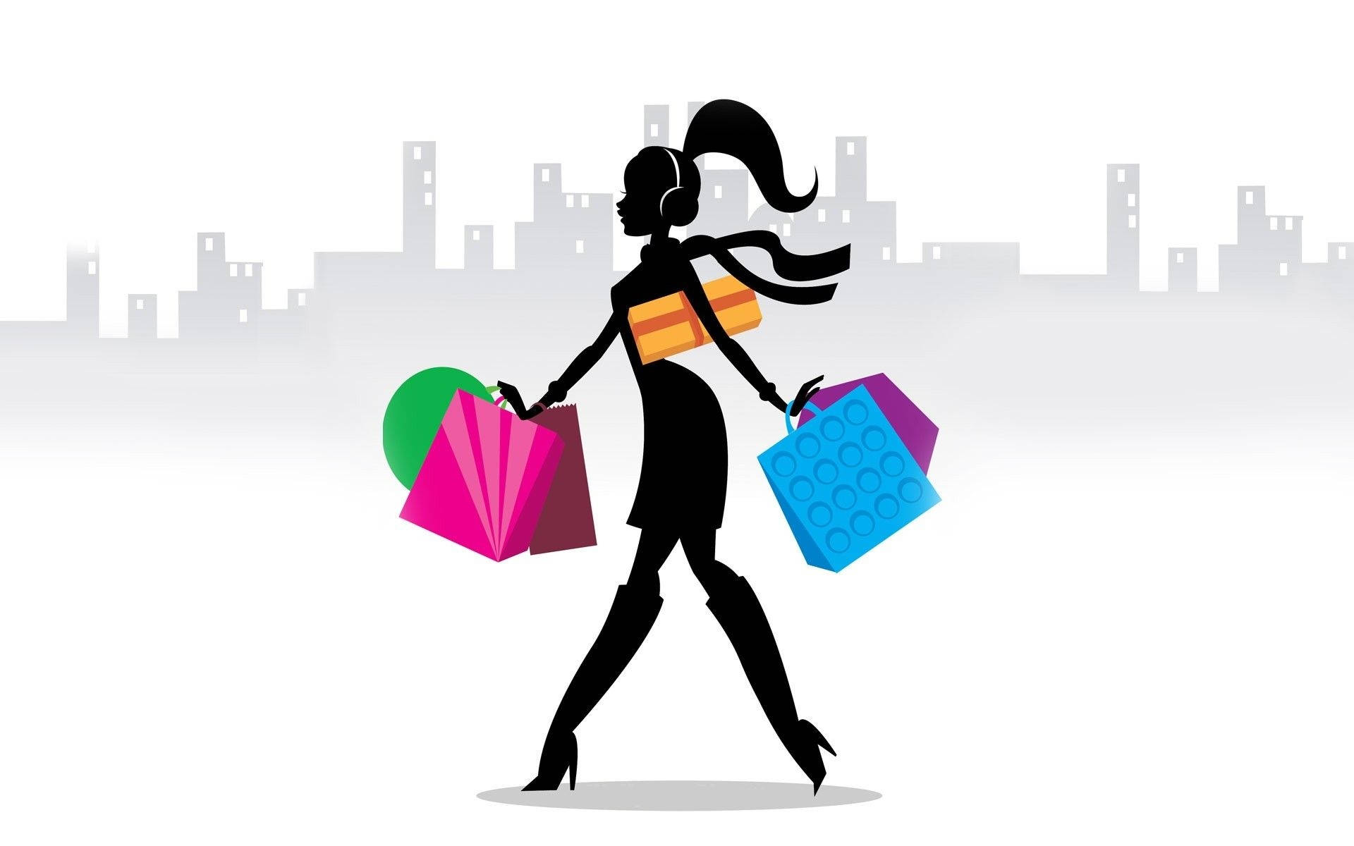 Shopping Woman Vector Art Wallpaper