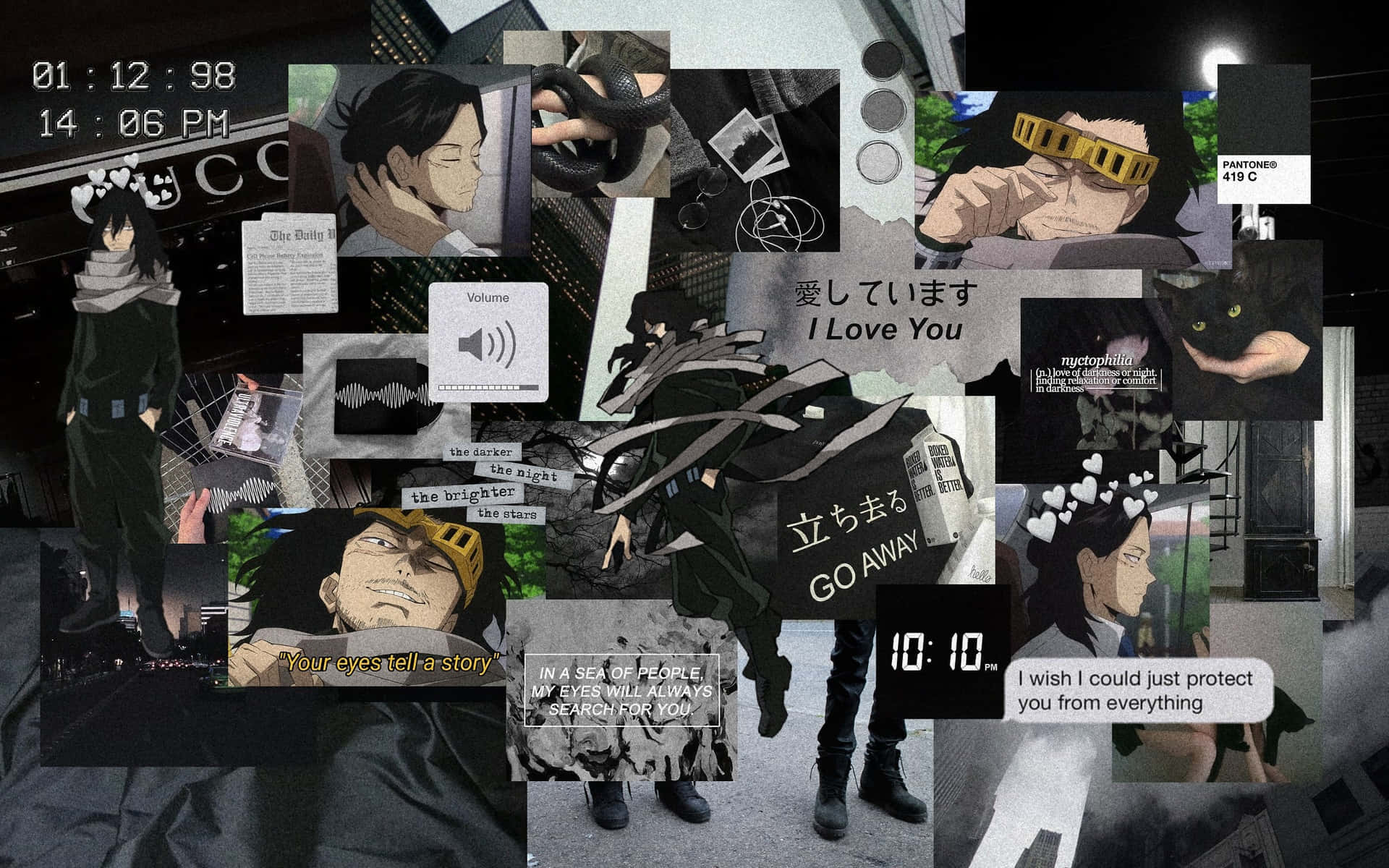 Et collage af billeder af animekarakterer Wallpaper