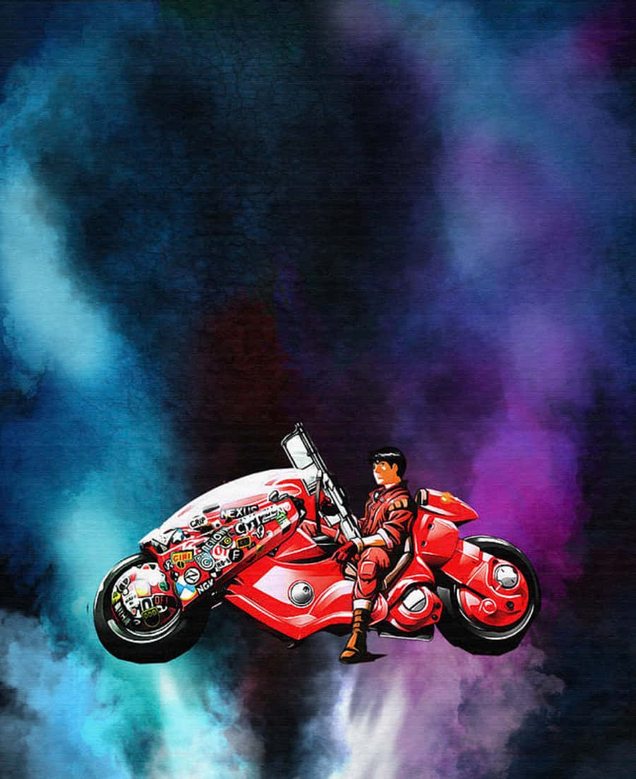 Shotaro Kaneda Riding His Iconic Red Motorcycle In Akira Wallpaper