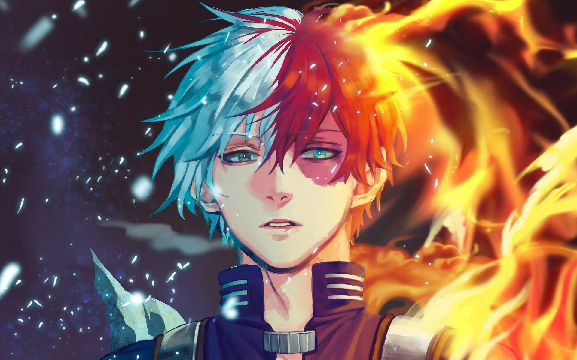 Download Shoto Ice And Fire Anime Poster Wallpaper | Wallpapers.com