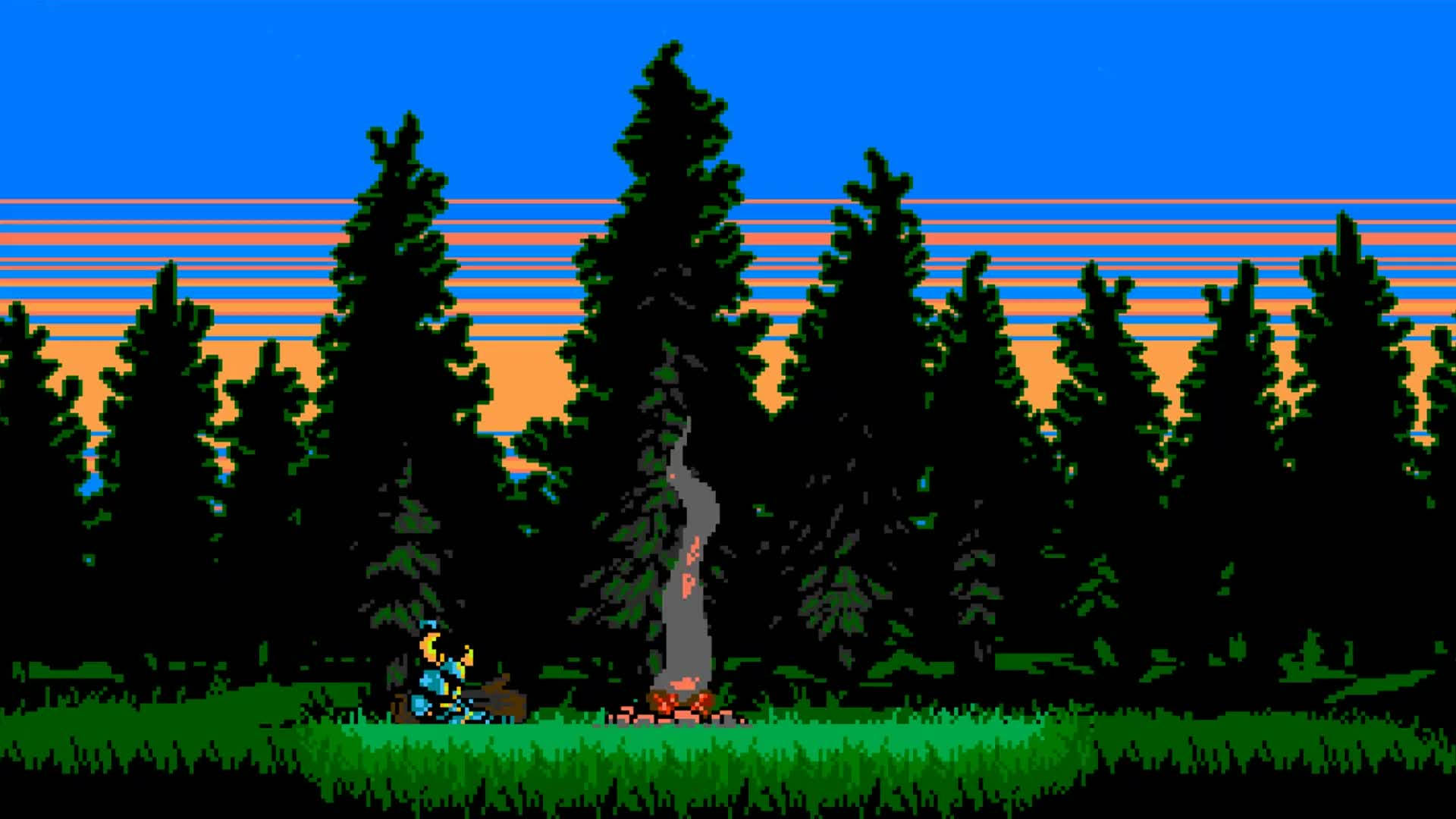 Shovel Knight And Bonfire Pixel Art Wallpaper