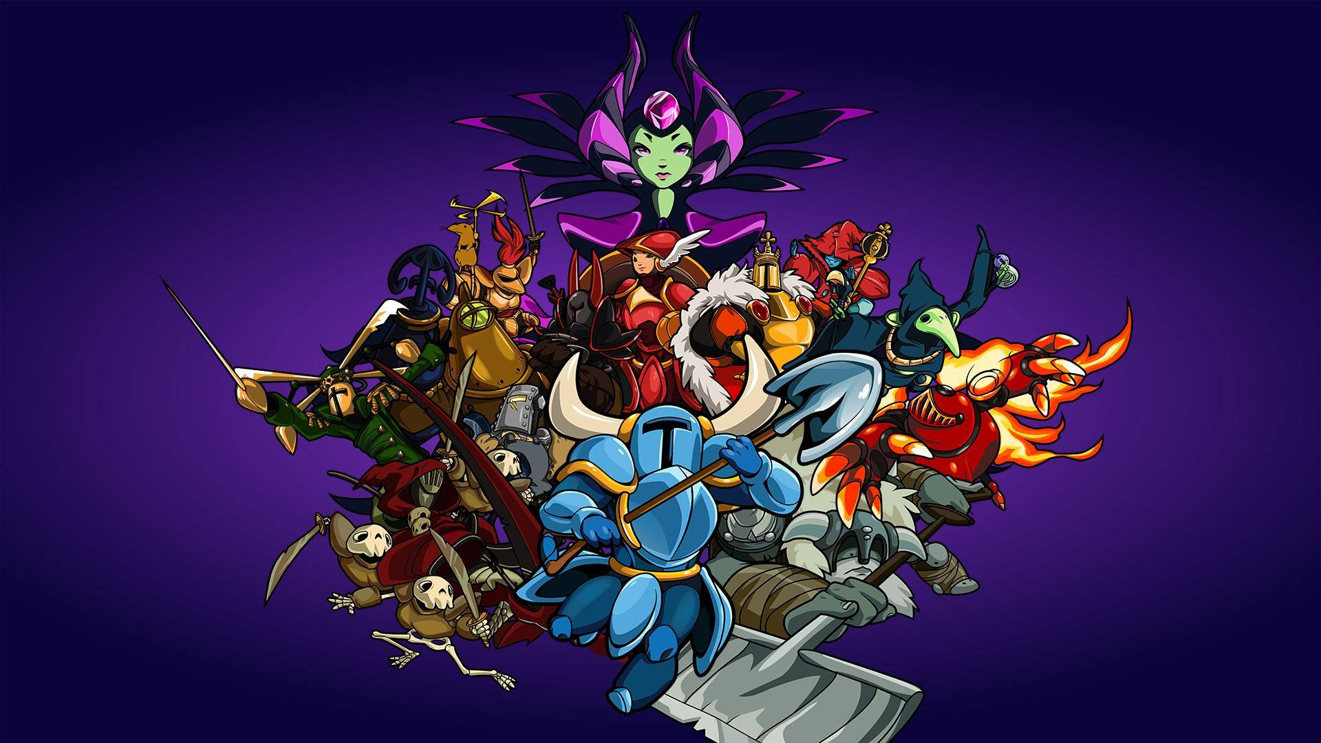Ilustracióncompleta De Todos Los Personajes De Shovel Knight Fondo de pantalla