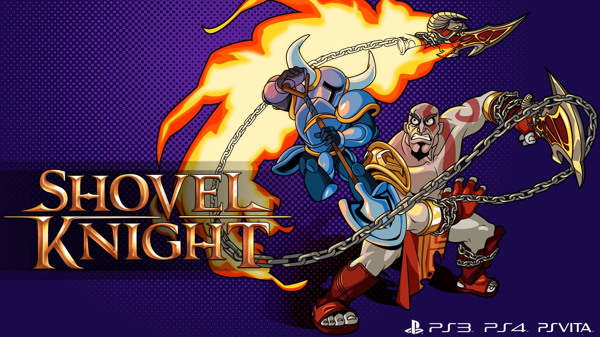 Shovel Knight Fighting Kratos Wallpaper