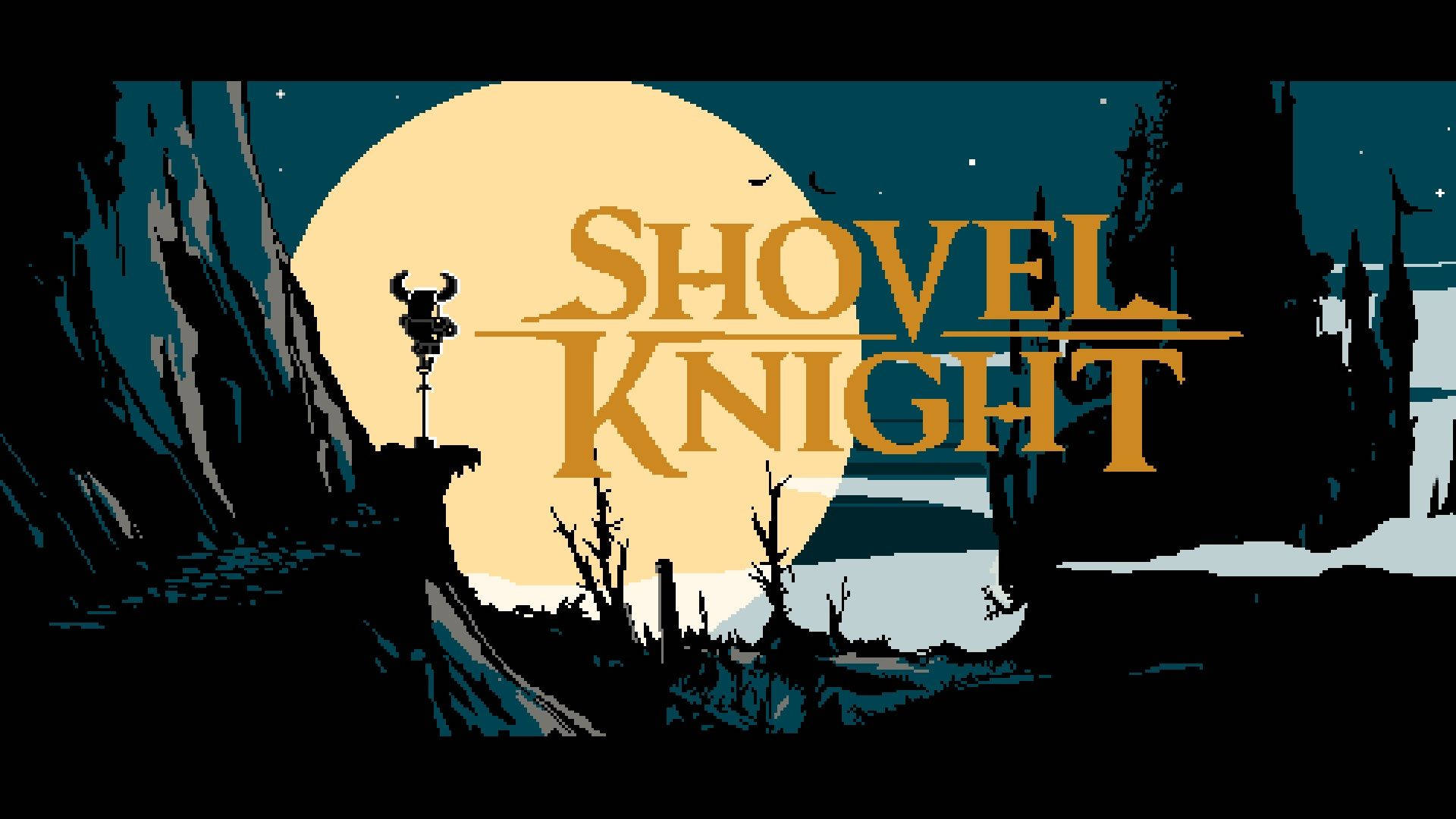 Shovel Knight Gold Titel TekstSkygge: En spændende guldtitel tapet med knytnæve-skovl ridder tema Wallpaper