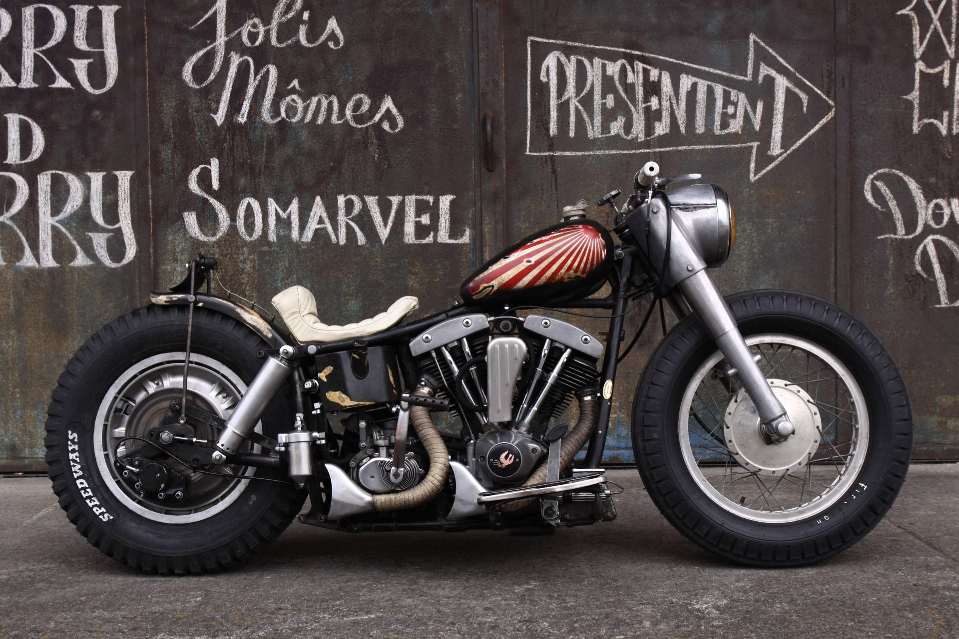 Rides Live Wallpaper - Shovelhead Bobber Motocykel Kører Live Tapet Wallpaper