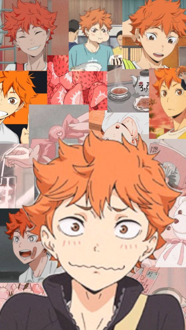 Shoyo Hinata Embarrassed Face Collage Wallpaper