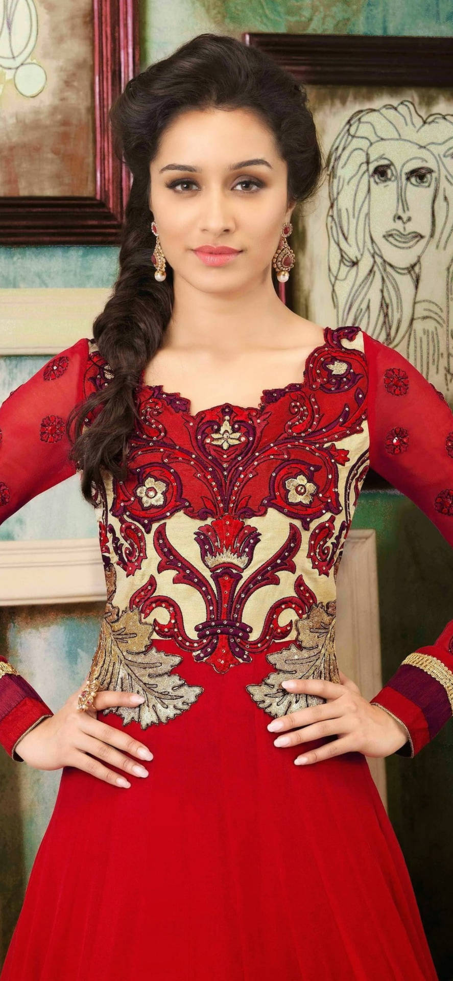 Shraddha Kapoor In Red Dress Wallpaper