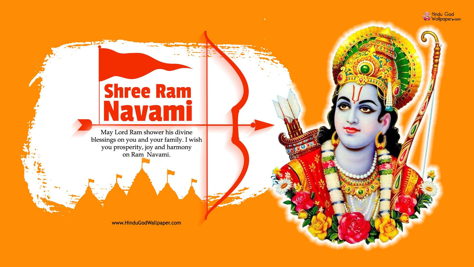 Pôsterlaranja De Shree Ram Ji Navami Papel de Parede