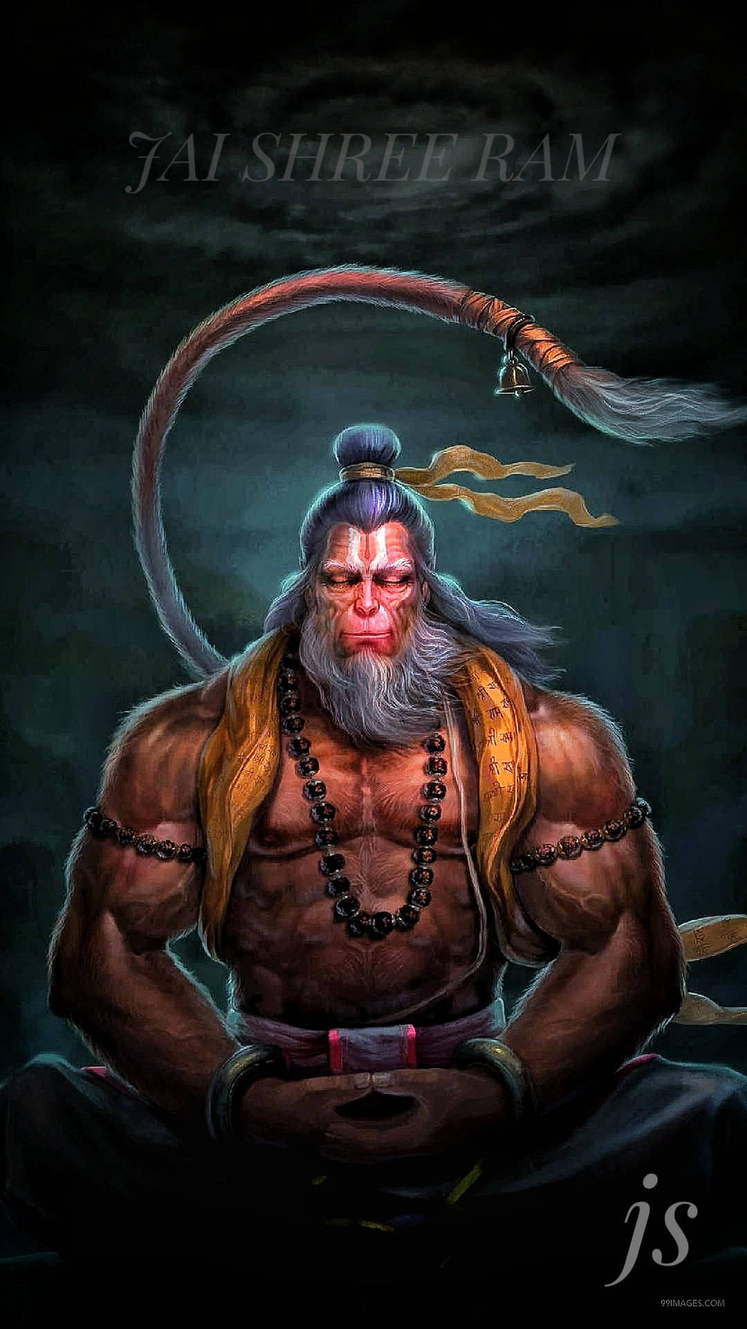 Shree Ram Meditando Hanuman Papel de Parede