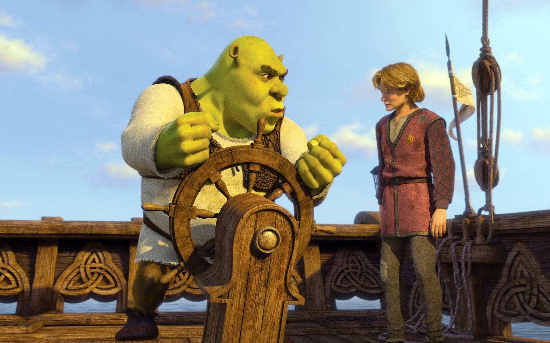 Shreken 4k: Artie Hablando En Serio En El Barco Fondo de pantalla