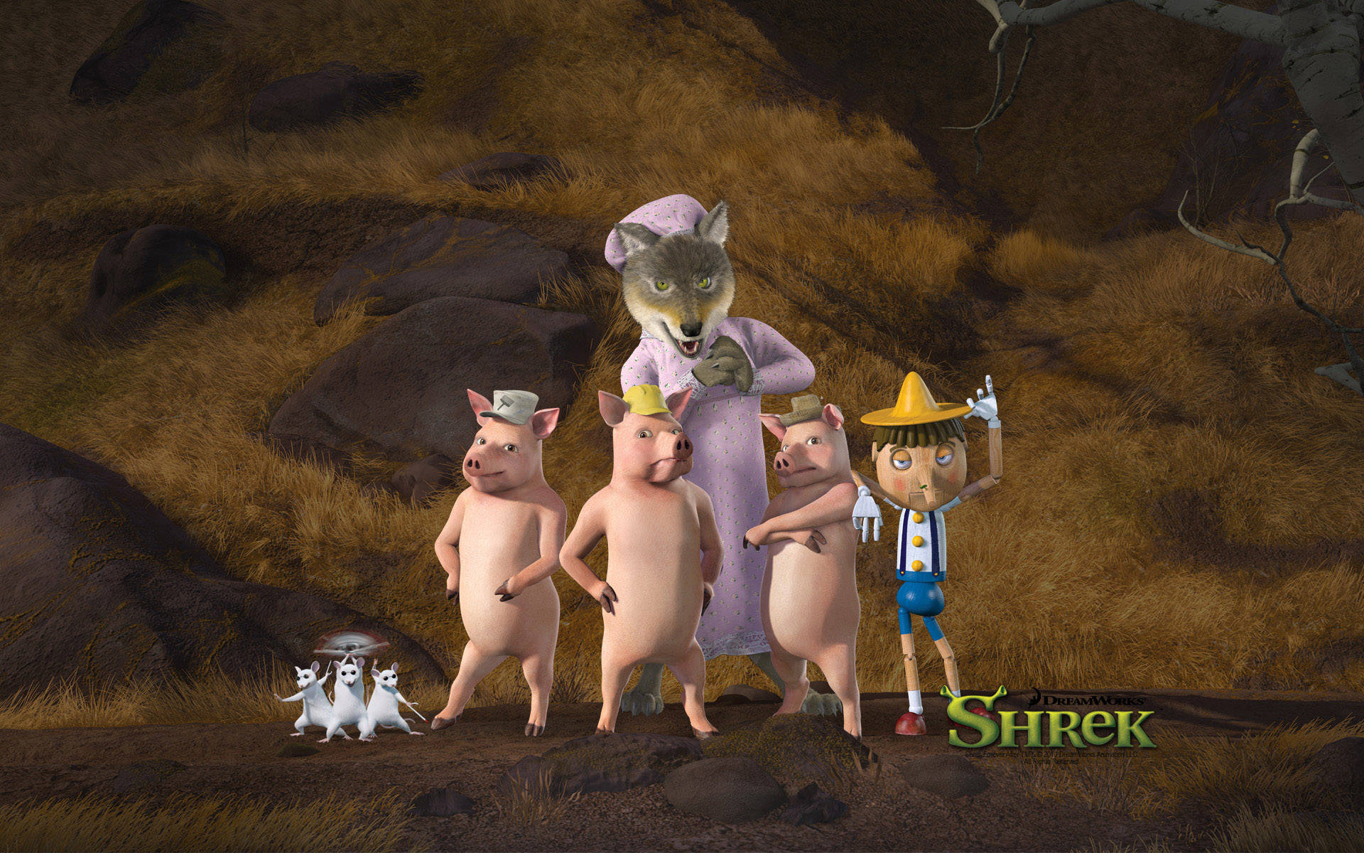 Shrek 4k Side Characters Wallpaper