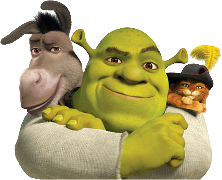 Shrek Donkey Pussin Boots Friends PNG