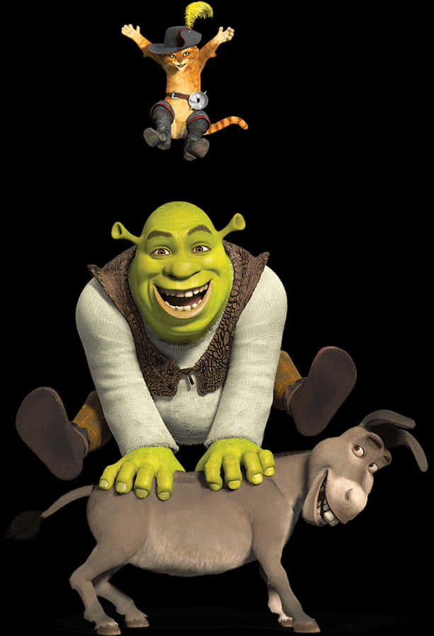 Shrek Donkey Pussin Boots Trio PNG