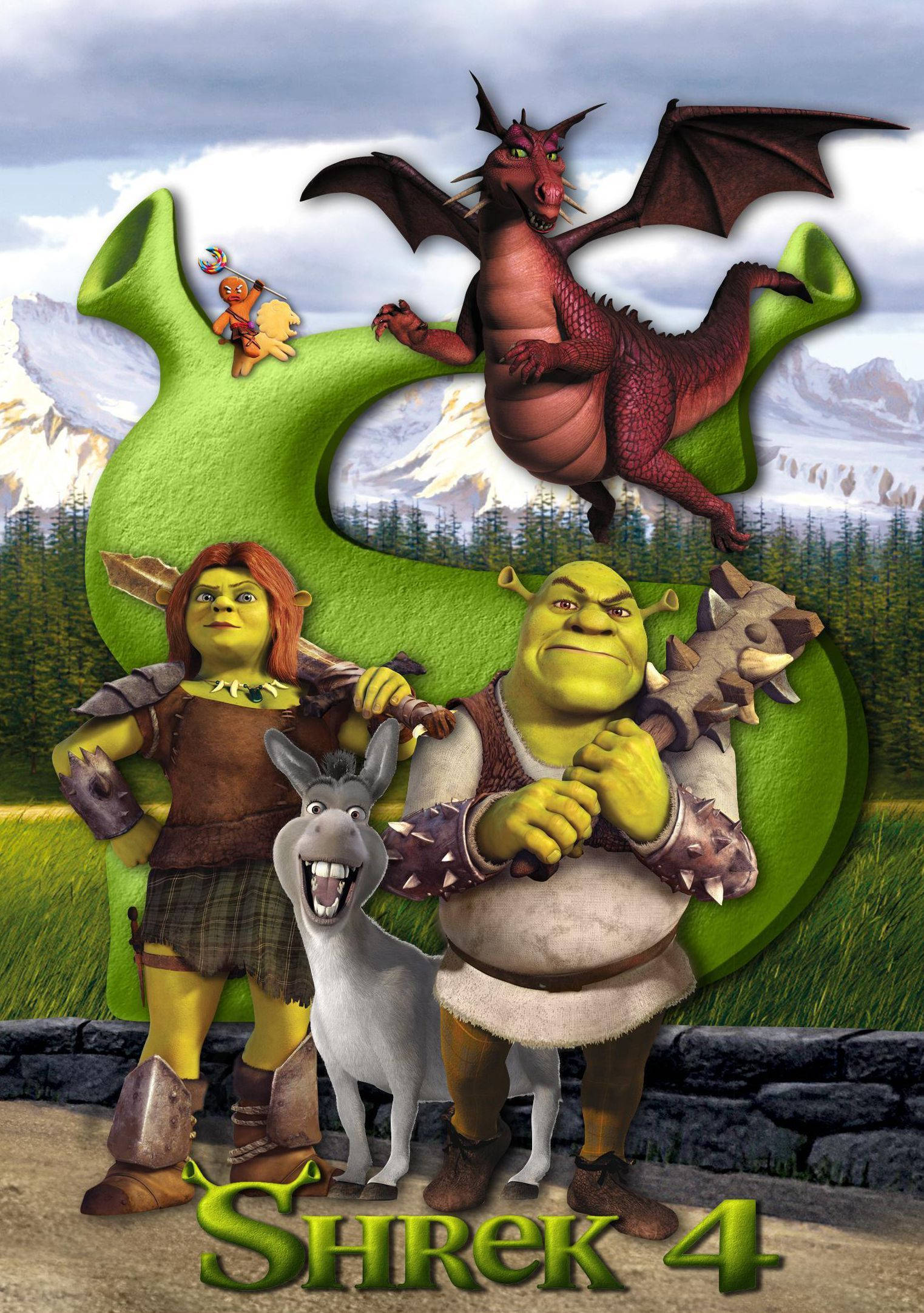 Shrek Forever After Couple With Donkey And Dragon Wallpaper