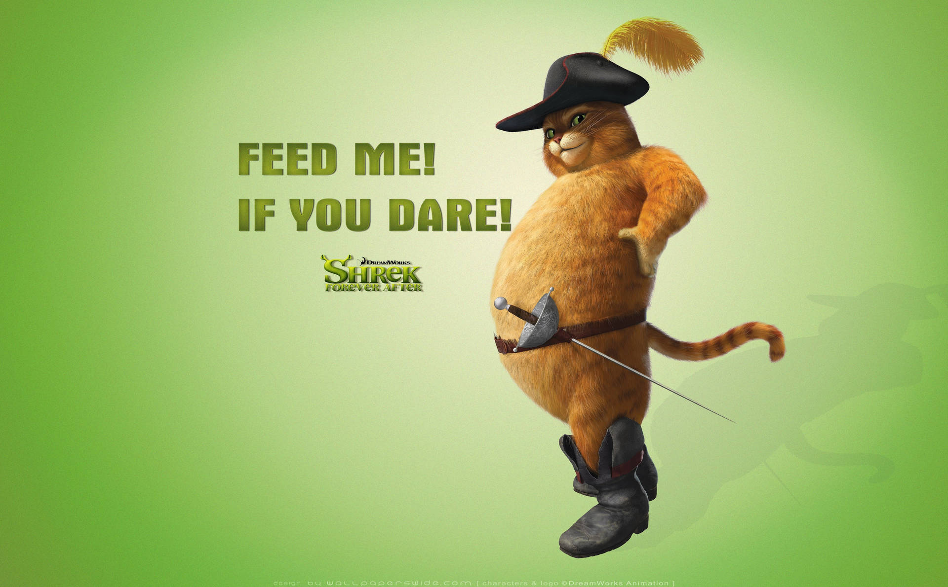 Shrek Forever After Puss In Boots Quote Wallpaper