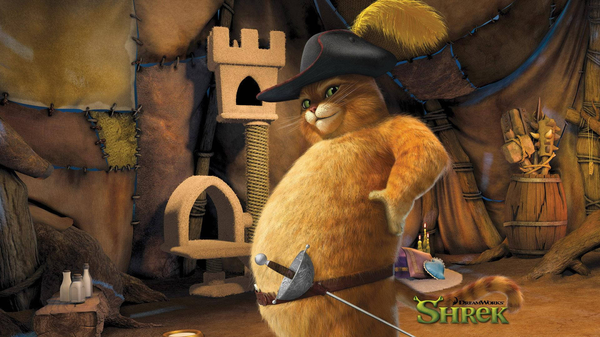 Shrek Forever After Puss in Boots' Tummy Wallpaper
