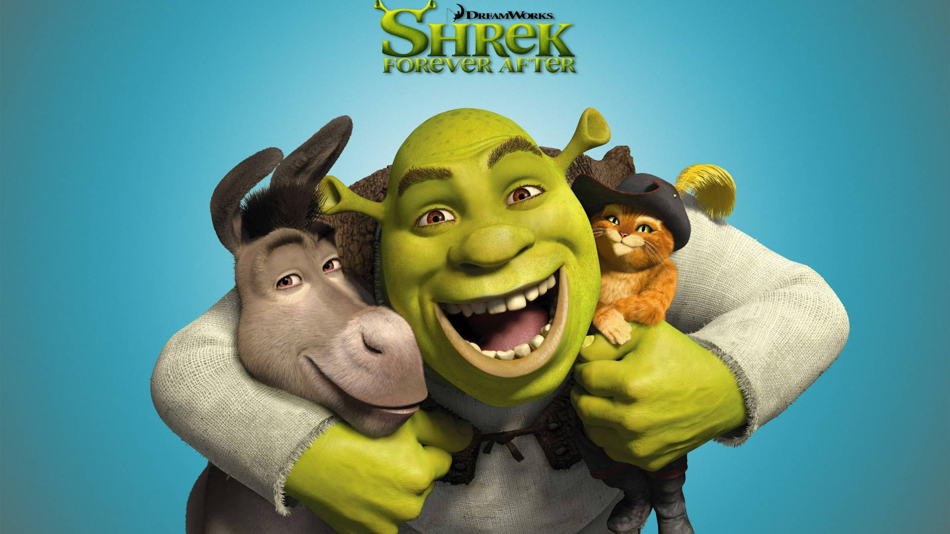 Shrek Forever After Shrek Hugging Friends Wallpaper