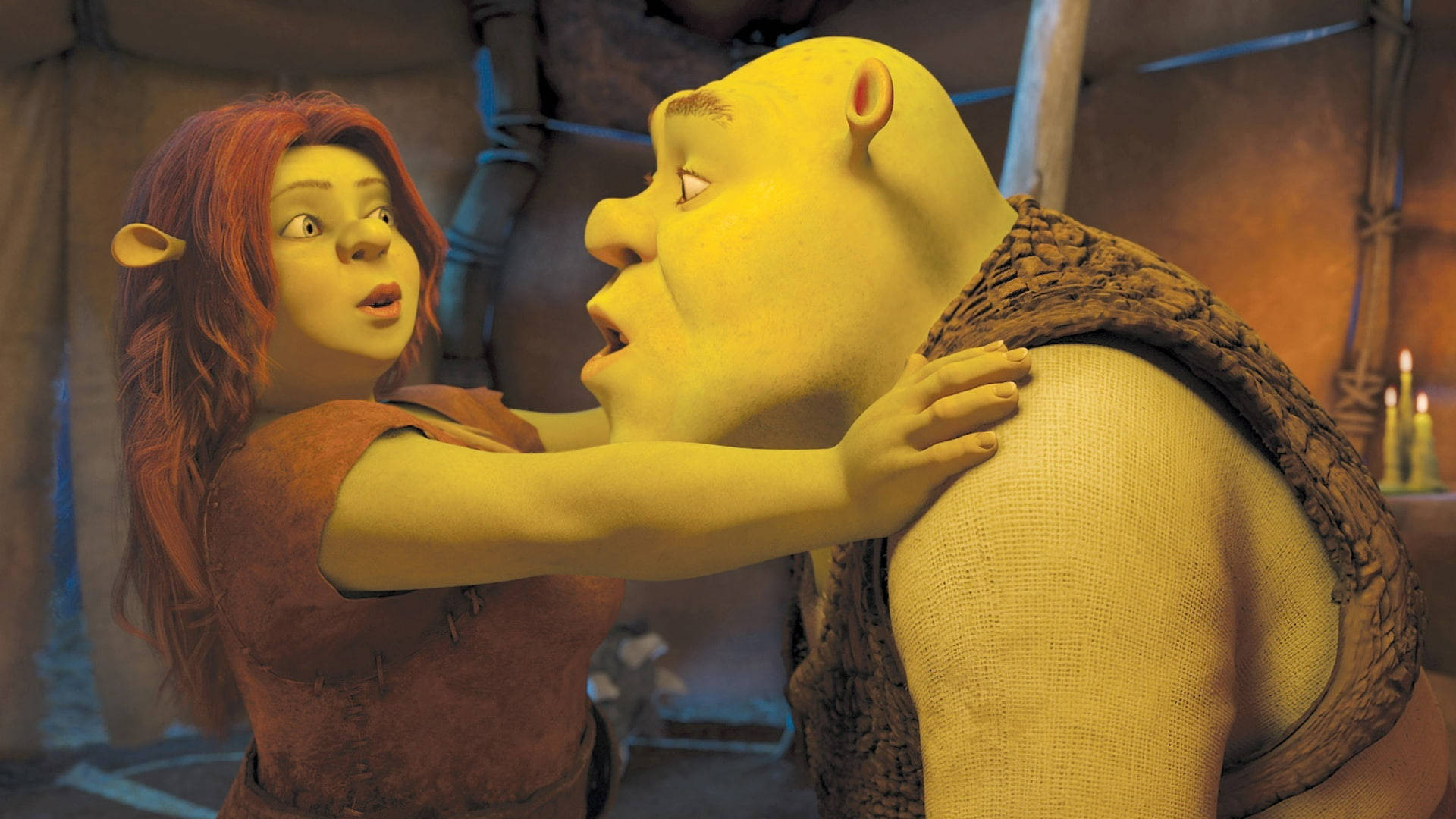 Shrek Forever After With Shocked Fiona Wallpaper