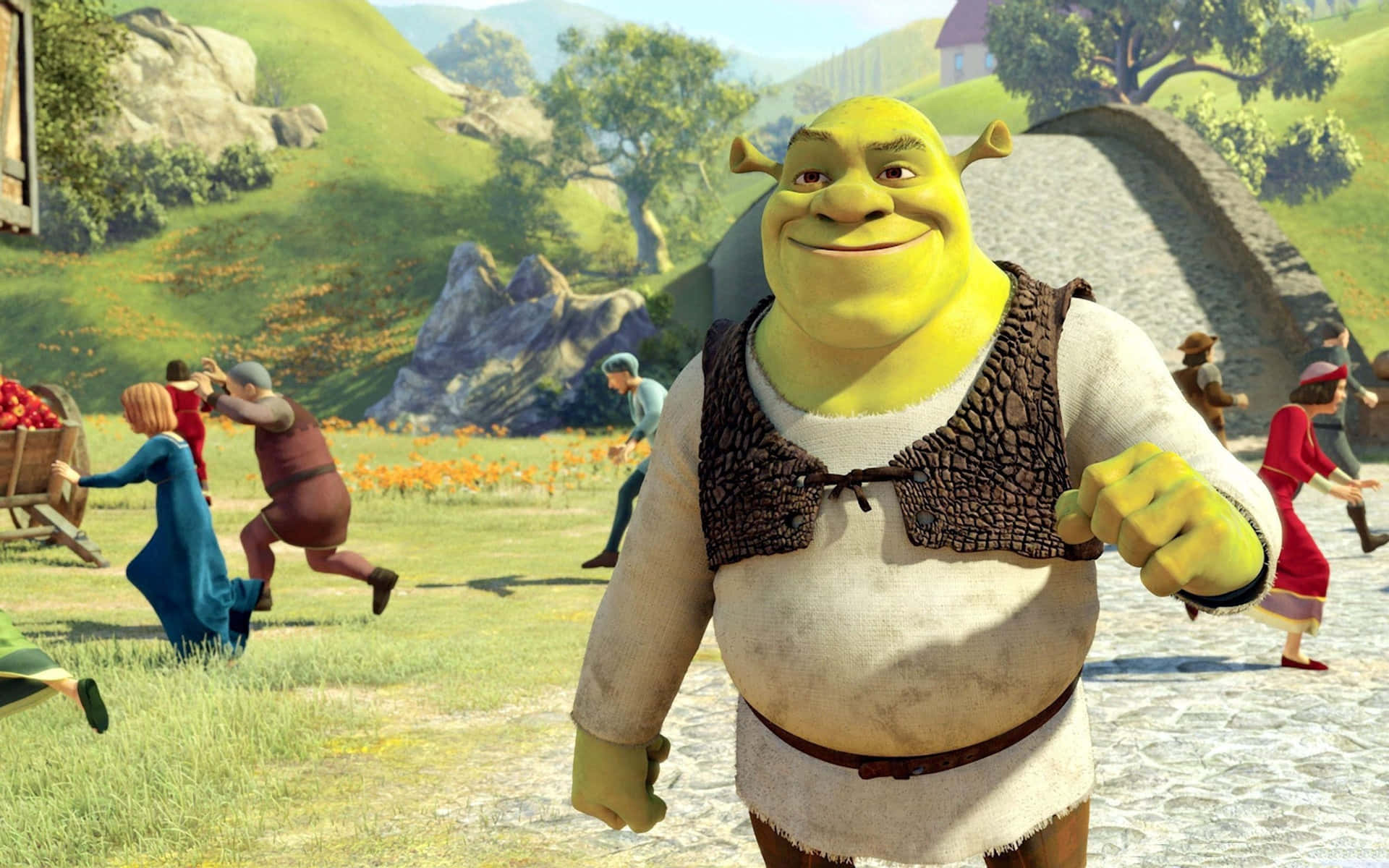 Shrek og banden deler et godt grin.