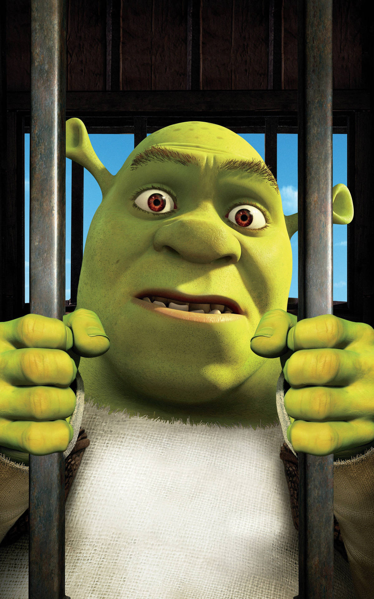 Shrek Captured: Unlikely Hero in a Cage Wallpaper