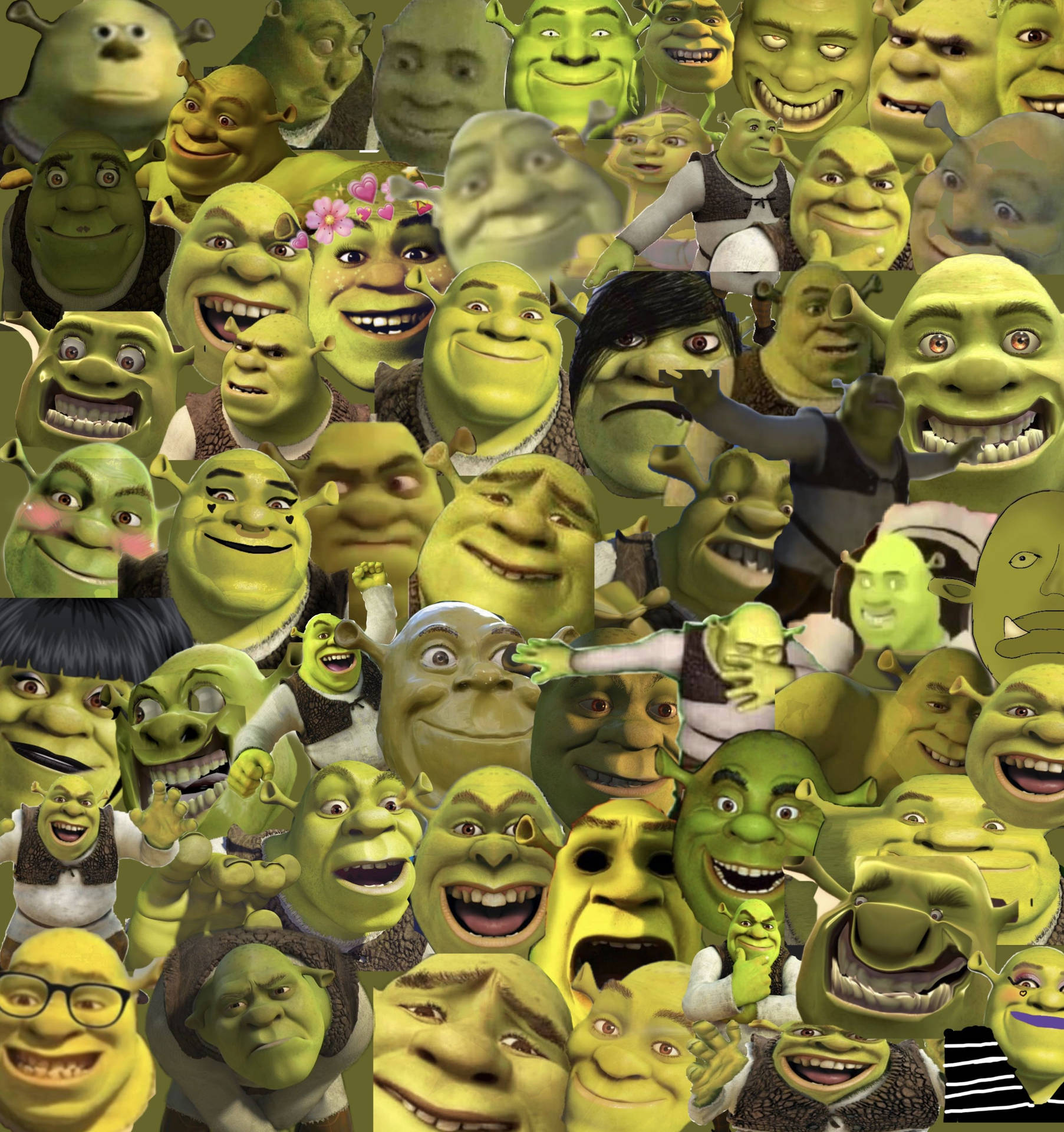 Shrek's Head Collage Wallpaper
