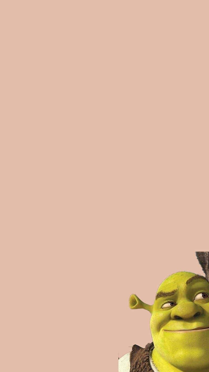Shrek Smiling Against Peach Background Wallpaper