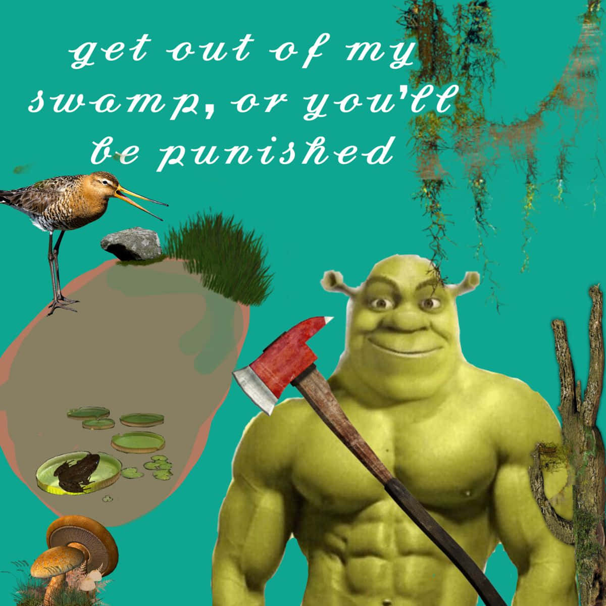 Shrek Swamp Warning Axe Bird Wallpaper