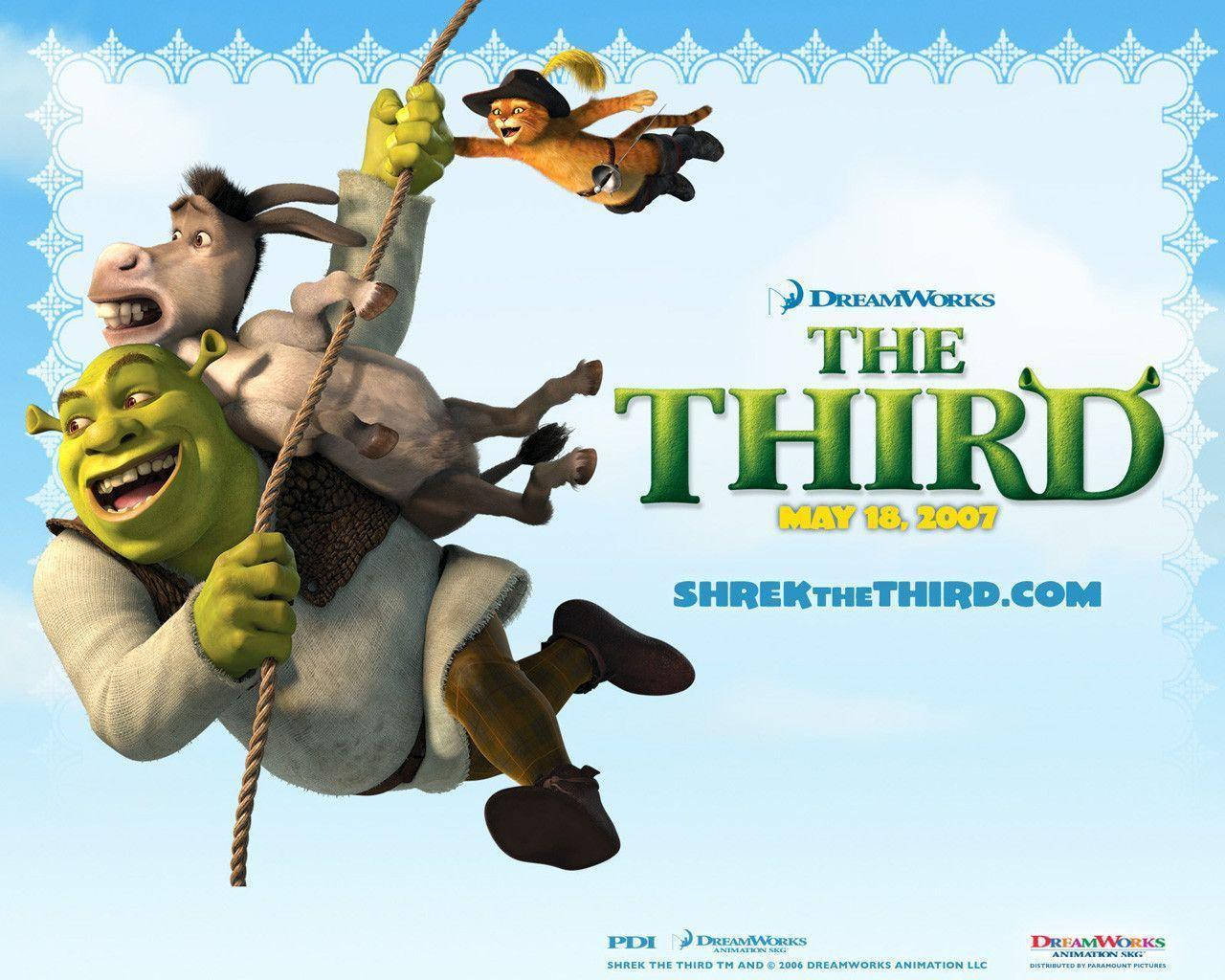 Personaggidi Shrek Terzo Su Una Corda. Sfondo