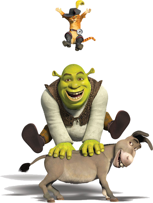 Shrekand Donkeywith Pussin Boots PNG